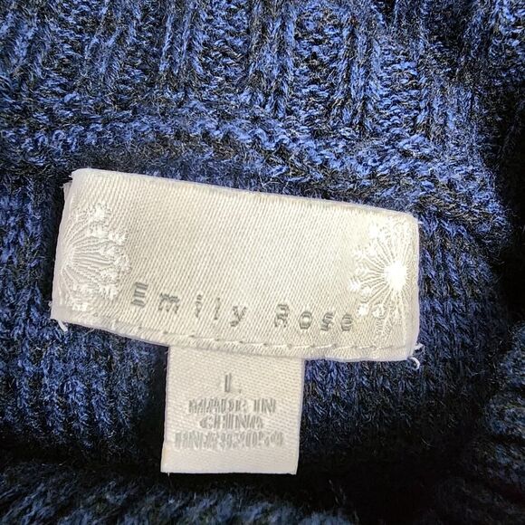 Emily Rose Asymmetrical Zipper Cowl Neck Sweater Blue Size Large - Picture 3 of 10